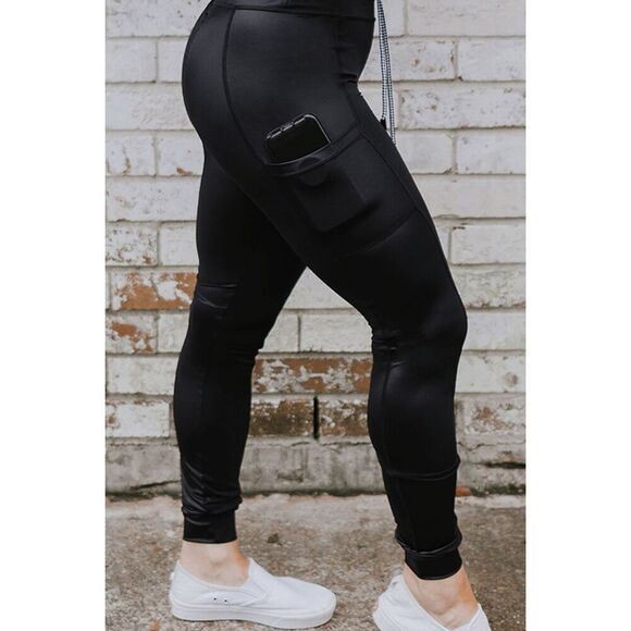Celestial Bodiez Hybrid Street Joggers in Glossy Black Size Small - Picture 8 of 10